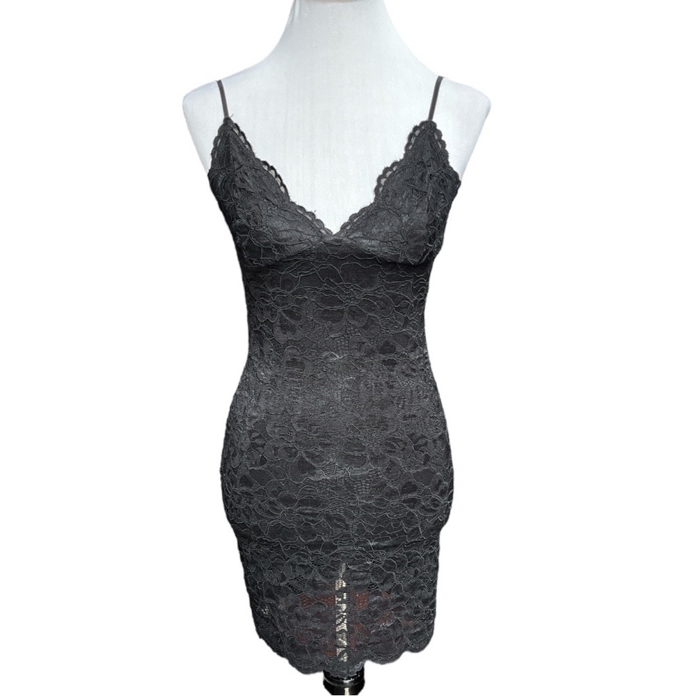 Zara Floral Laced Bodycon Mini Dress Black Size Small